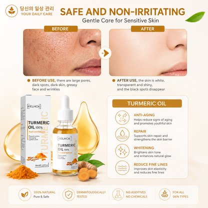 Pure Turmeric Essential Oil for Face Serum– Hydrating |Whitening Skin | Natural Glow | Dark Spot Removal| BUY 1 GET 1 FREE (BOGO)